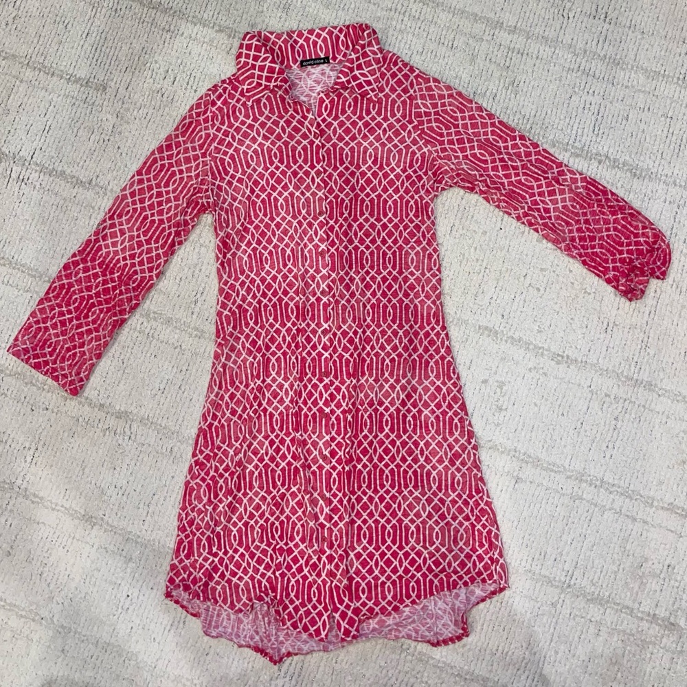 David Cline cotton snap front shirt dress